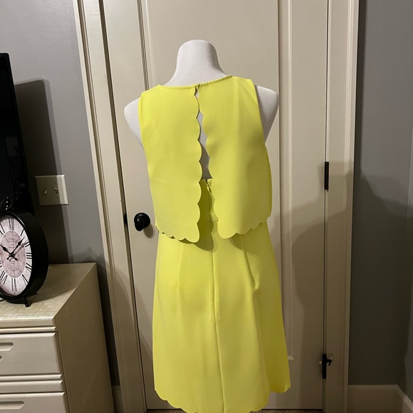 Loft- size 4, like new,beautiful key lime dress,scallop trim and peak a boo back - Picture 2 of 5